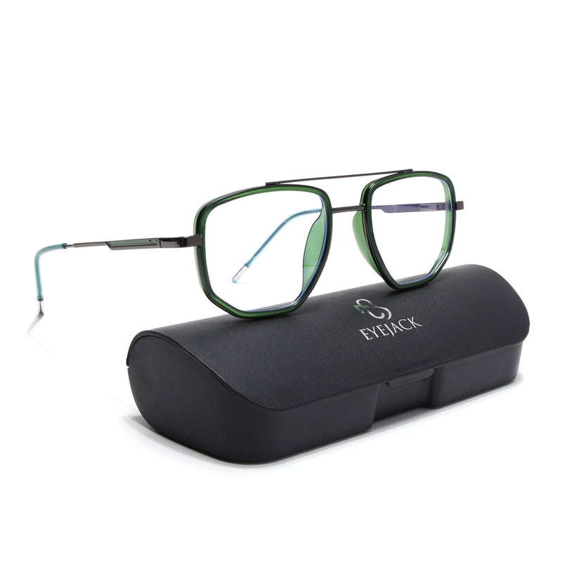 Eyejack Olive & Grey Wayfarer Eyeglasses for Men & Women (2506FCL1594-C8)