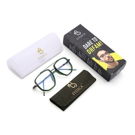 Eyejack Olive & Grey Wayfarer Eyeglasses for Men & Women (2506FCL1594-C8)