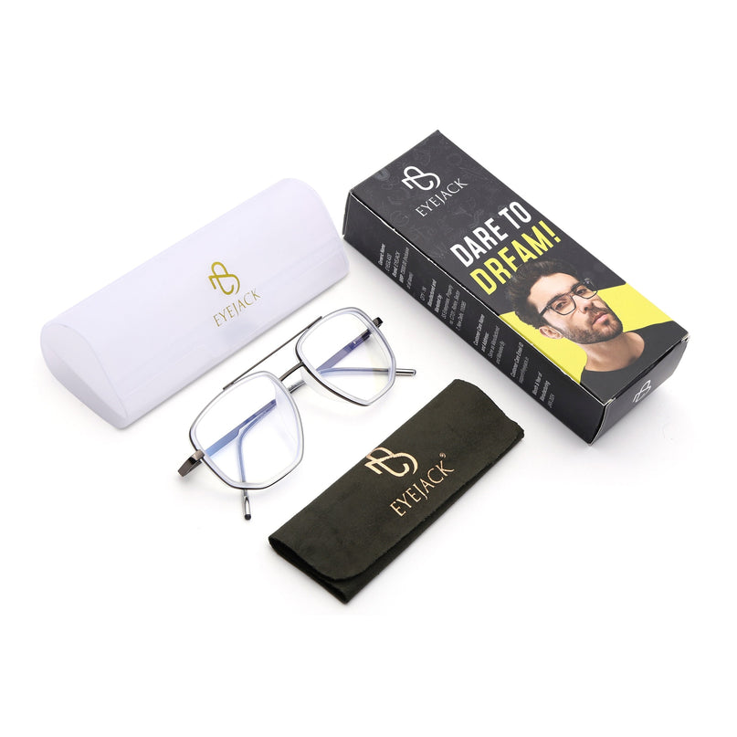 Eyejack Transparent & Grey Wayfarer Eyeglasses for Men & Women (2506FCL1595-C9)