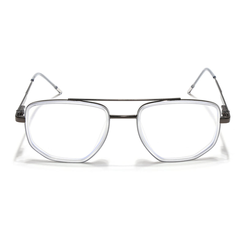 Eyejack Transparent & Grey Wayfarer Eyeglasses for Men & Women (2506FCL1595-C9)