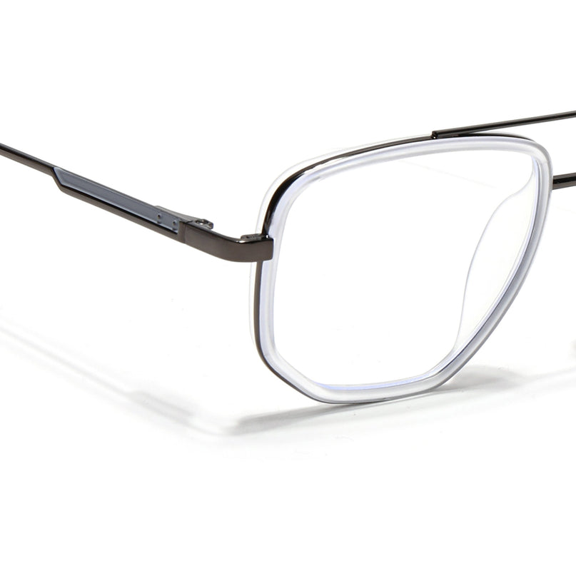Eyejack Transparent & Grey Wayfarer Eyeglasses for Men & Women (2506FCL1595-C9)