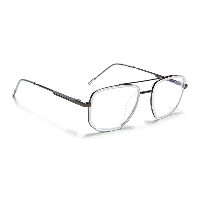 Eyejack Transparent & Grey Wayfarer Eyeglasses for Men & Women (2506FCL1595-C9)