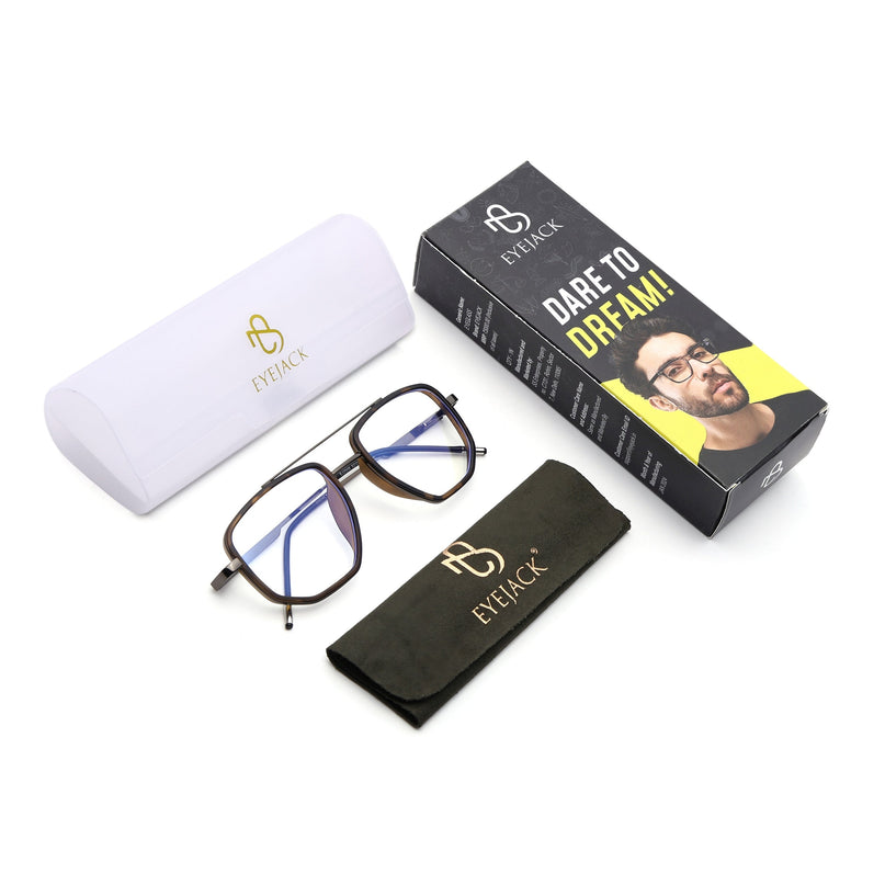 Eyejack Demi Brown & Grey Wayfarer Eyeglasses for Men & Women (2506FCL1596-C10)