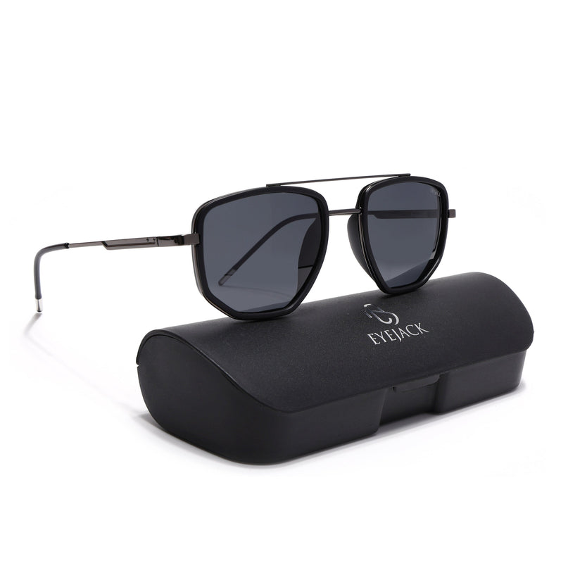 Eyejack Black & Grey Wayfarer Polarized Sunglasses for Men & Women (2506PCL1509)