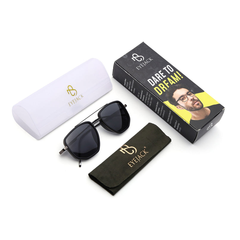 Eyejack Black & Grey Wayfarer Polarized Sunglasses for Men & Women (2506PCL1509)