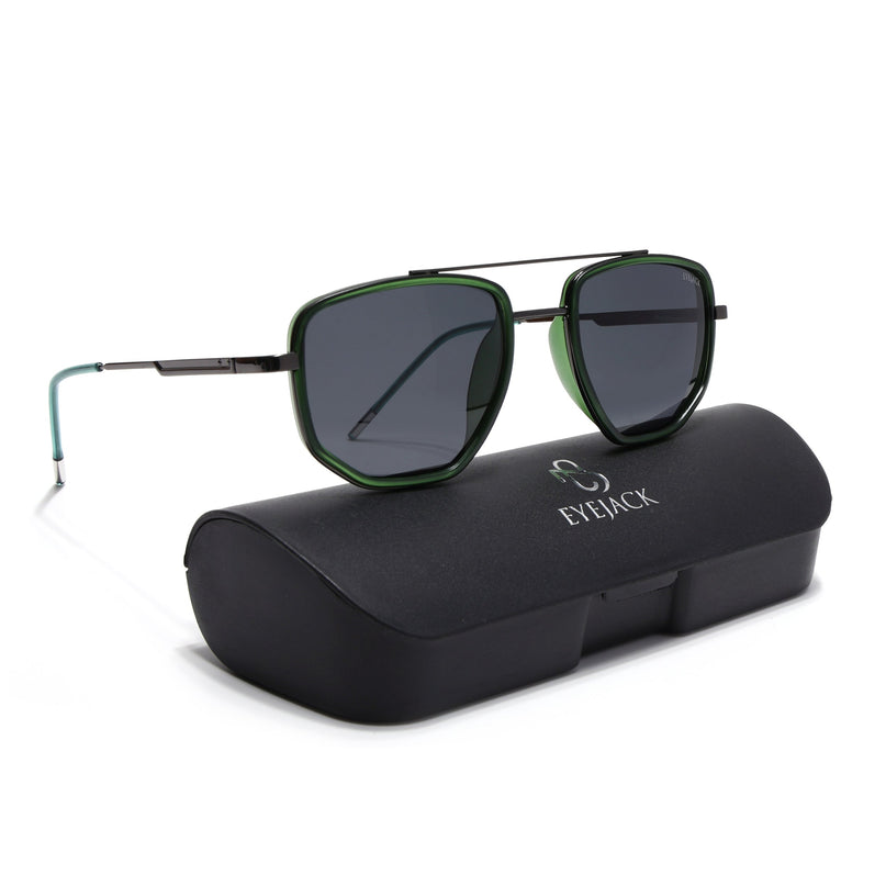 Eyejack Green & Grey Wayfarer Polarized Sunglasses for Men & Women (2506PCL1514)