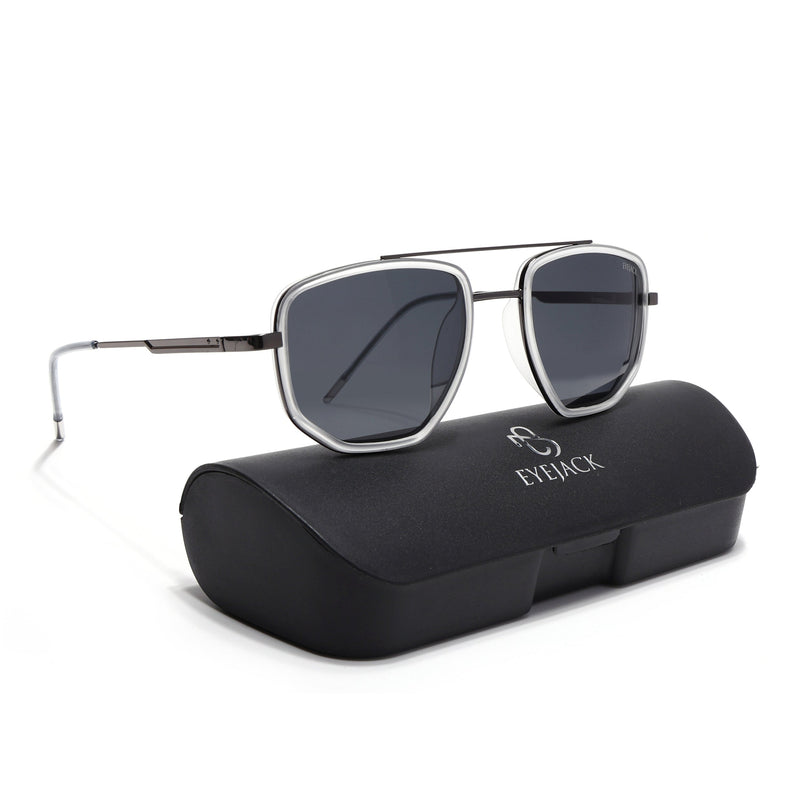 Eyejack Transparent & Grey Wayfarer Polarized Sunglasses for Men & Women (2506PCL1517)
