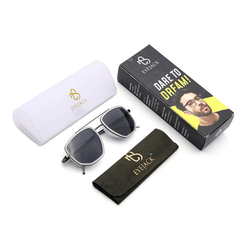 Eyejack Transparent & Grey Wayfarer Polarized Sunglasses for Men & Women (2506PCL1517)