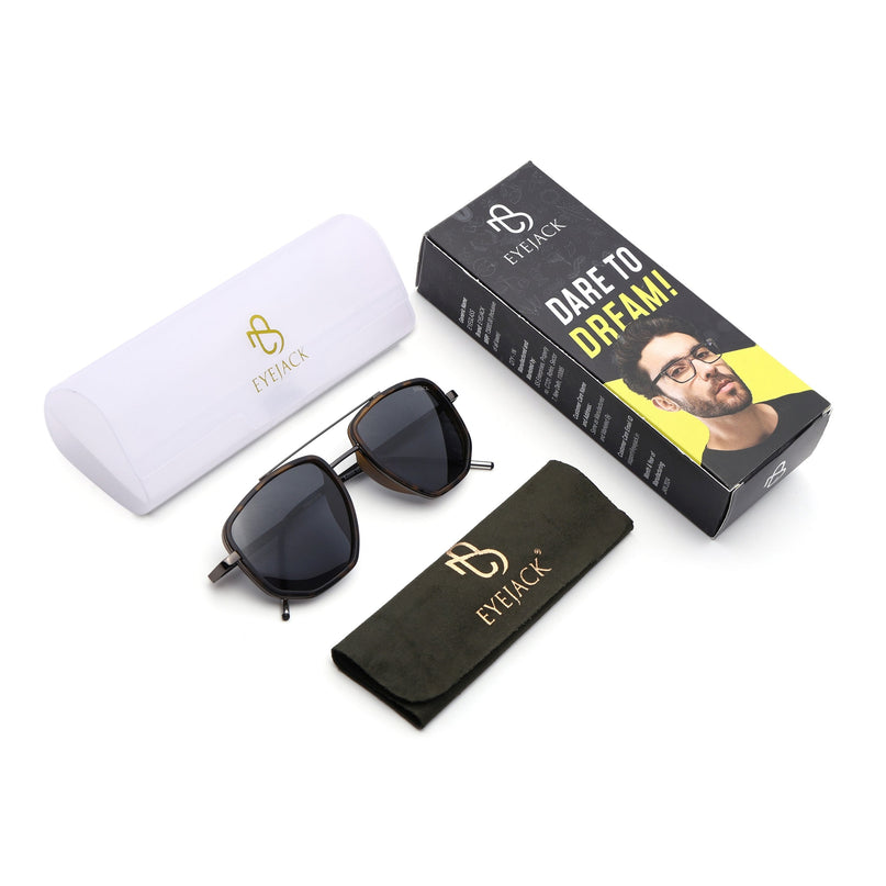 Eyejack Demi Brown & Grey Wayfarer Polarized Sunglasses for Men & Women (2506PCL1518)