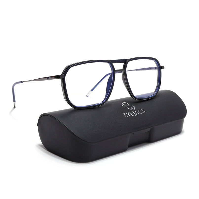 Eyejack Blue & Grey Wayfarer Eyeglasses for Men & Women (2507FCL1598-C2)