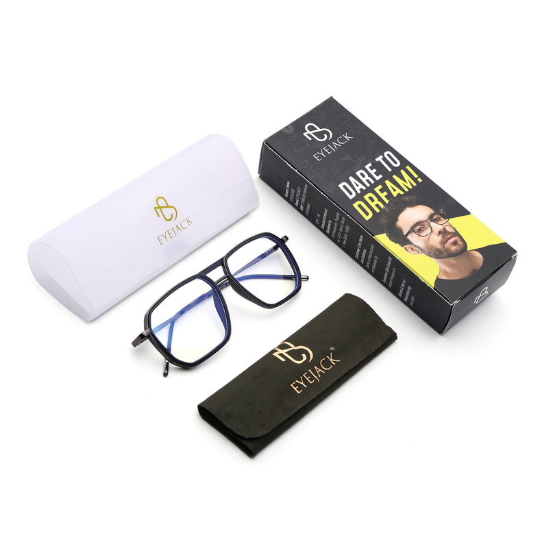Eyejack Blue & Grey Wayfarer Eyeglasses for Men & Women (2507FCL1598-C2)