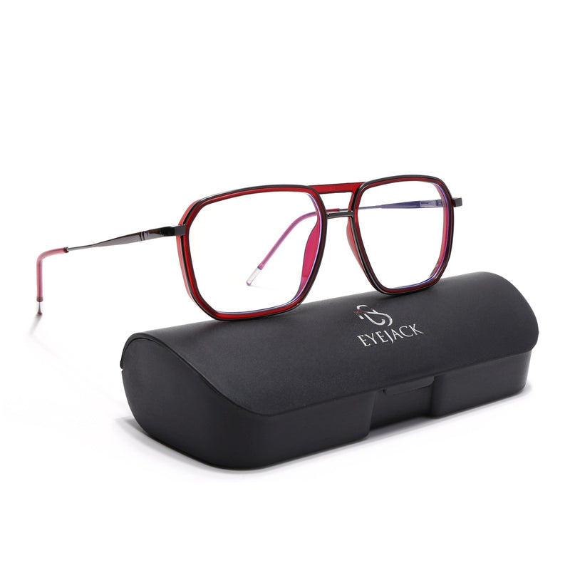 Eyejack Red & Grey Wayfarer Eyeglasses for Men & Women (2507FCL1599-C3)