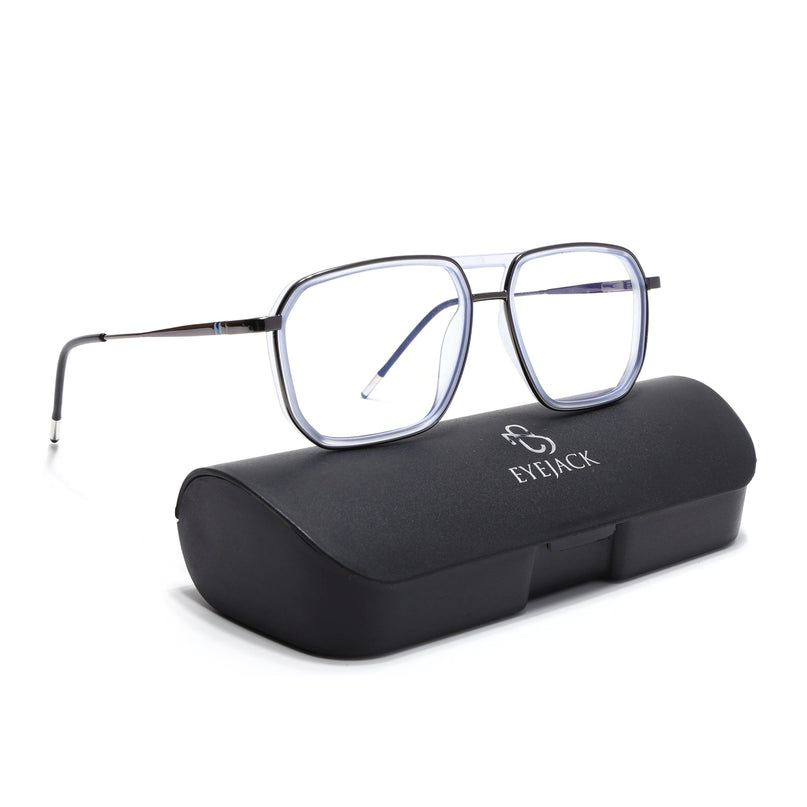 Eyejack Sky Blue & Grey Wayfarer Eyeglasses for Men & Women (2507FCL1600-C4)