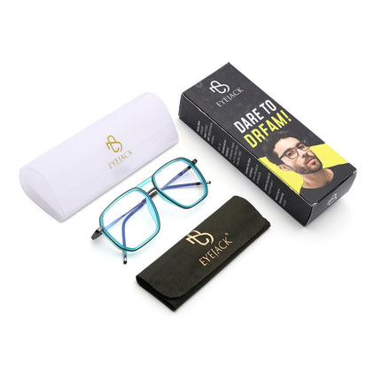 Eyejack Sea Green & Grey Wayfarer Eyeglasses for Men & Women (2507FCL1601-C5)