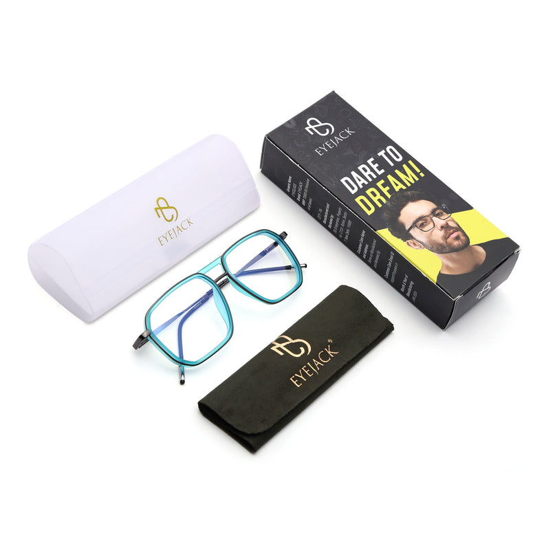 Eyejack Sea Green & Grey Wayfarer Eyeglasses for Men & Women (2507FCL1601-C5)
