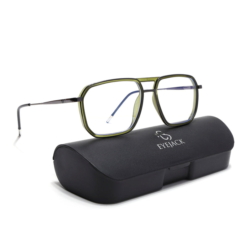 Eyejack Green & Grey Wayfarer Eyeglasses for Men & Women (2507FCL1602-C6)