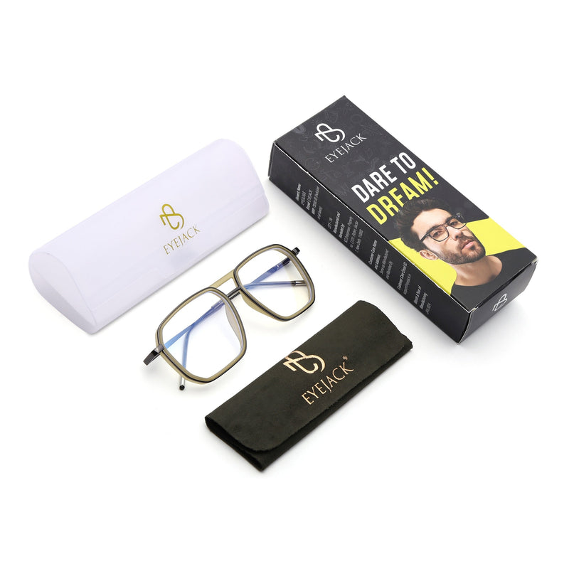 Eyejack Light Green & Grey Wayfarer Eyeglasses for Men & Women (2507FCL1603-C7)