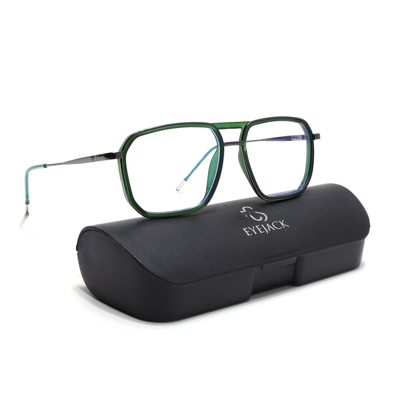 Eyejack Olive & Grey Wayfarer Eyeglasses for Men & Women (2507FCL1604-C8)