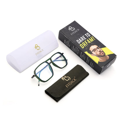 Eyejack Olive & Grey Wayfarer Eyeglasses for Men & Women (2507FCL1604-C8)