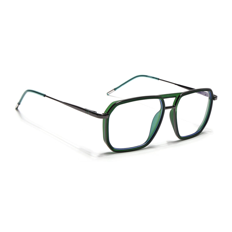 Eyejack Olive & Grey Wayfarer Eyeglasses for Men & Women (2507FCL1604-C8)