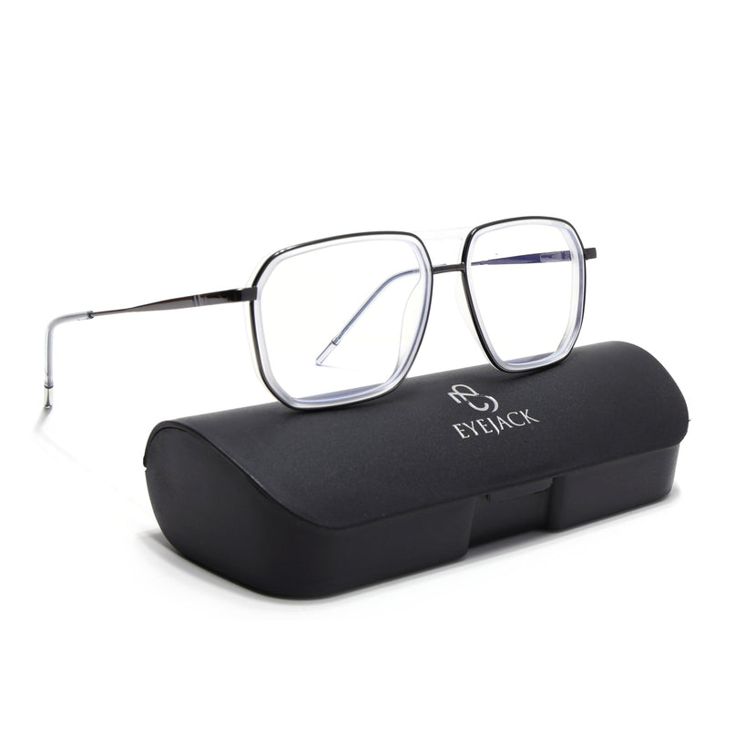 Eyejack Transparent & Grey Wayfarer Eyeglasses for Men & Women (2507FCL1605-C9)