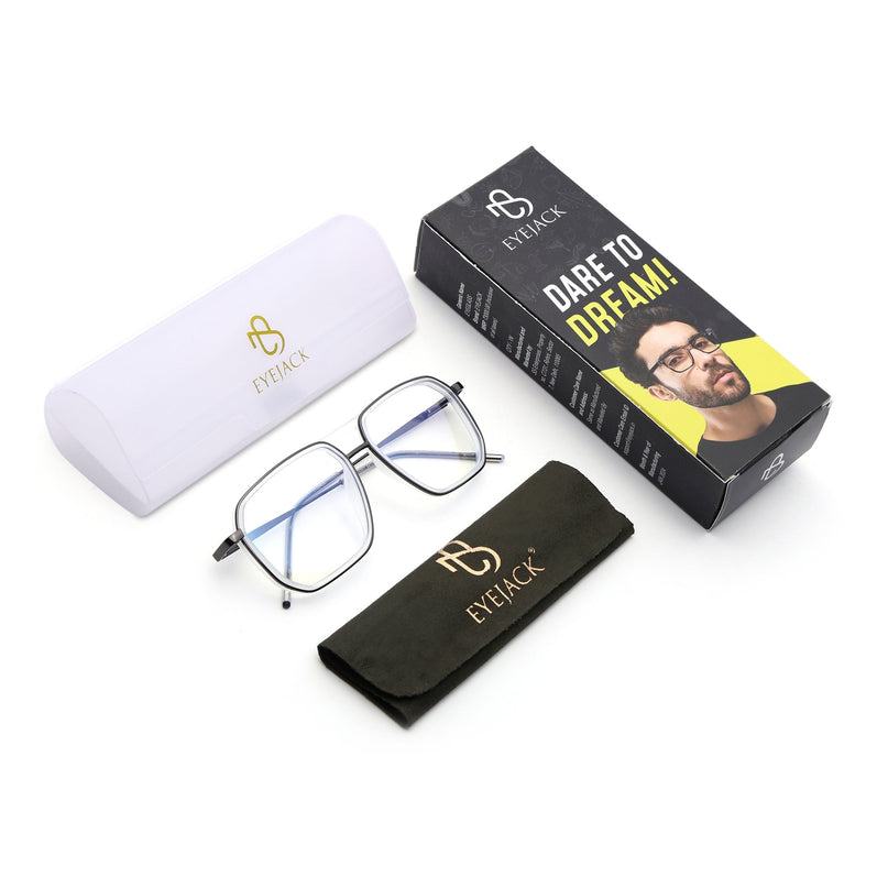 Eyejack Transparent & Grey Wayfarer Eyeglasses for Men & Women (2507FCL1605-C9)