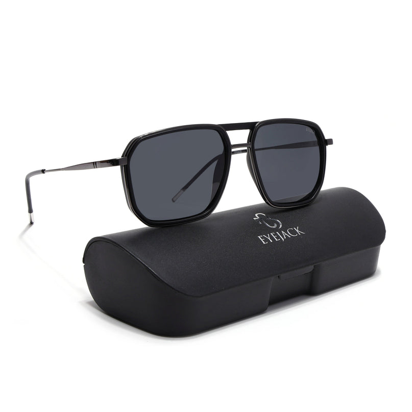 Eyejack Black & Grey Wayfarer Polarized Sunglasses for Men & Women (2507PCL1519)