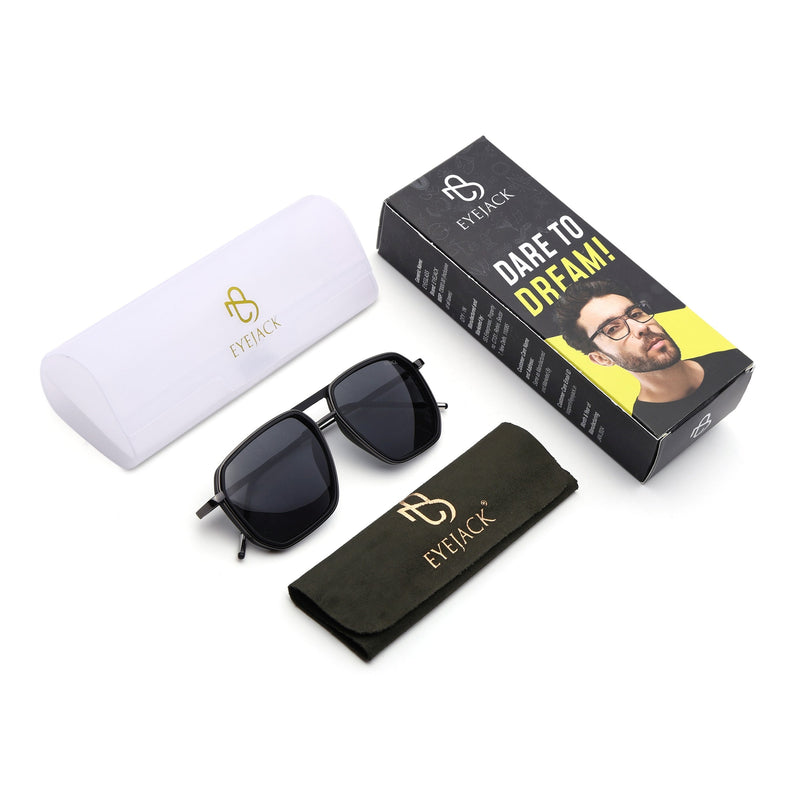 Eyejack Black & Grey Wayfarer Polarized Sunglasses for Men & Women (2507PCL1519)