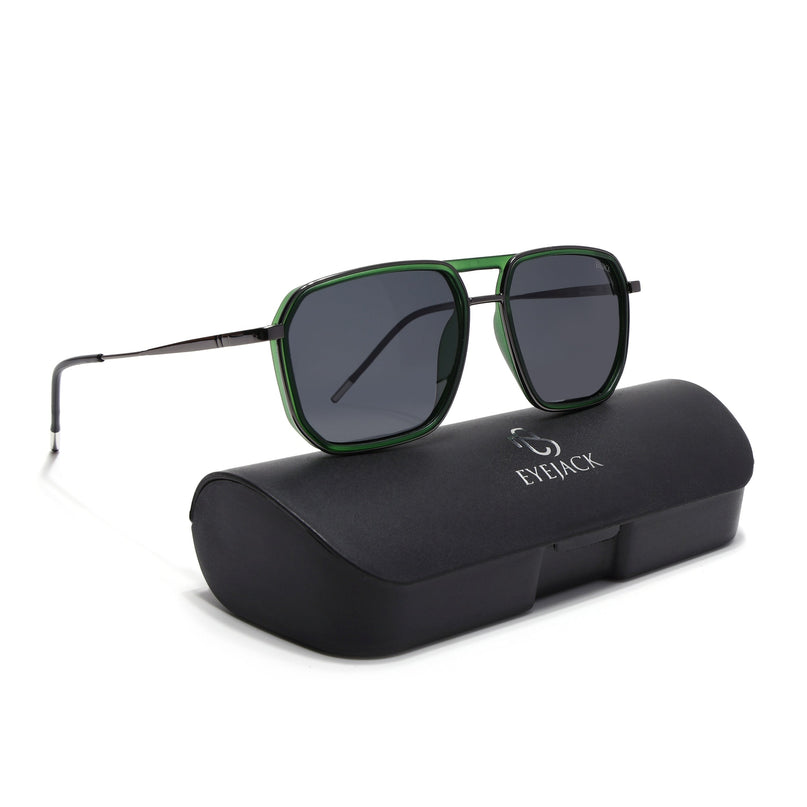Eyejack Green & Grey Wayfarer Polarized Sunglasses for Men & Women (2507PCL1524)