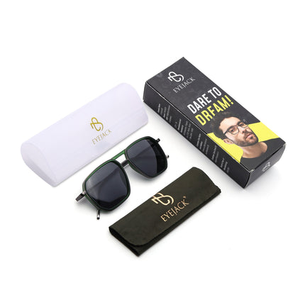 Eyejack Green & Grey Wayfarer Polarized Sunglasses for Men & Women (2507PCL1524)