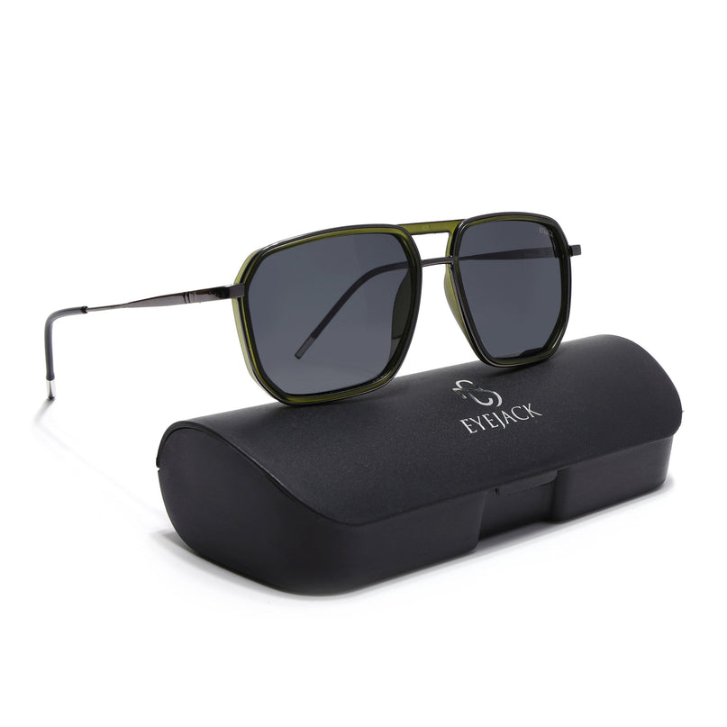Eyejack Olive & Grey Wayfarer Polarized Sunglasses for Men & Women (2507PCL1526)