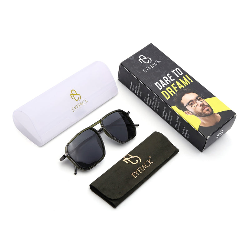 Eyejack Olive & Grey Wayfarer Polarized Sunglasses for Men & Women (2507PCL1526)