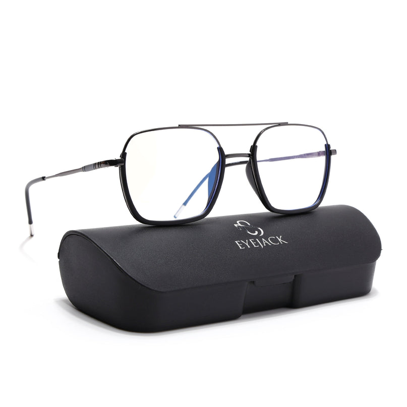 Eyejack Black & Grey Wayfarer Eyeglasses for Men & Women (2508FCL1607-C1)