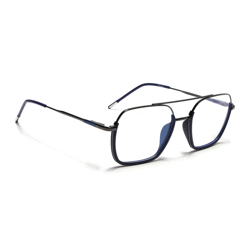 Eyejack Navy Blue & Grey Wayfarer Eyeglasses for Men & Women (2508FCL1608-C2)