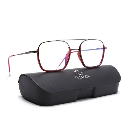 Eyejack Red & Grey Wayfarer Eyeglasses for Men & Women (2508FCL1609-C3)