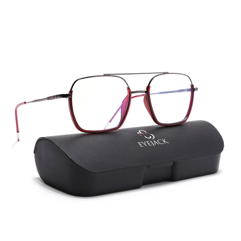 Eyejack Red & Grey Wayfarer Eyeglasses for Men & Women (2508FCL1609-C3)