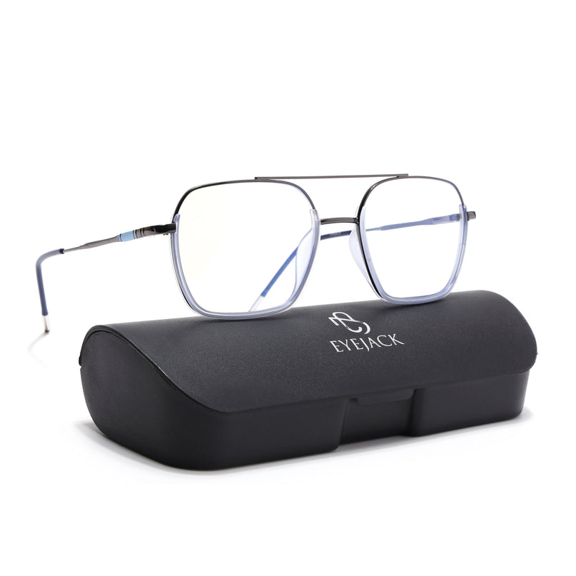Eyejack Blue & Grey Wayfarer Eyeglasses for Men & Women (2508FCL1610-C4)