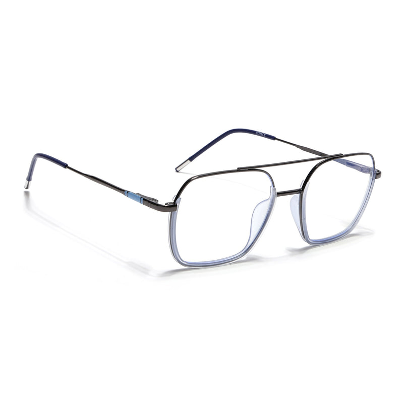 Eyejack Blue & Grey Wayfarer Eyeglasses for Men & Women (2508FCL1610-C4)