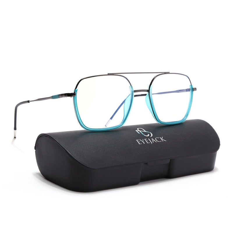 Eyejack Sea Green & Grey Wayfarer Eyeglasses for Men & Women (2508FCL1611-C5)