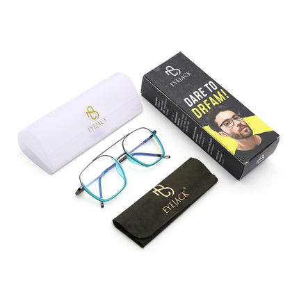 Eyejack Sea Green & Grey Wayfarer Eyeglasses for Men & Women (2508FCL1611-C5)