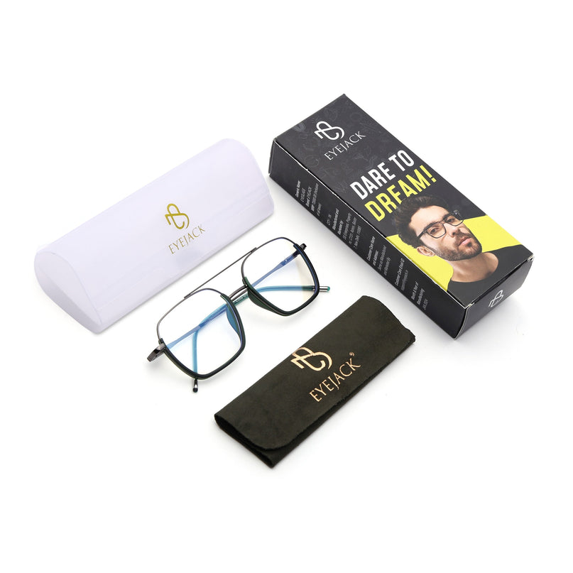 Eyejack Green & Grey Wayfarer Eyeglasses for Men & Women (2508FCL1612-C6)