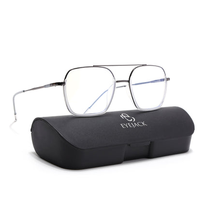 Eyejack Transparent & Grey Wayfarer Eyeglasses for Men & Women (2508FCL1613-C7)