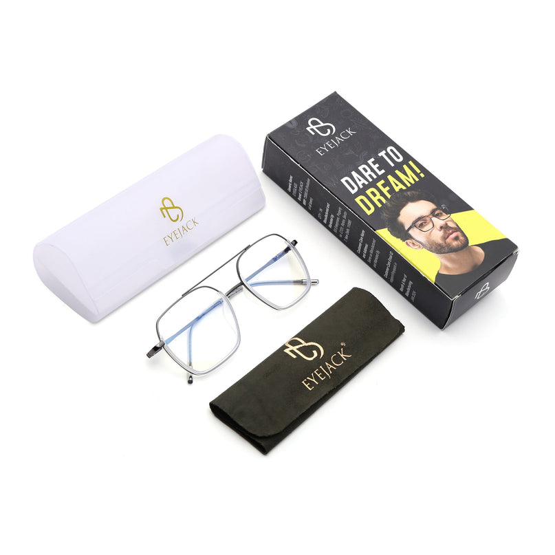 Eyejack Transparent & Grey Wayfarer Eyeglasses for Men & Women (2508FCL1613-C7)