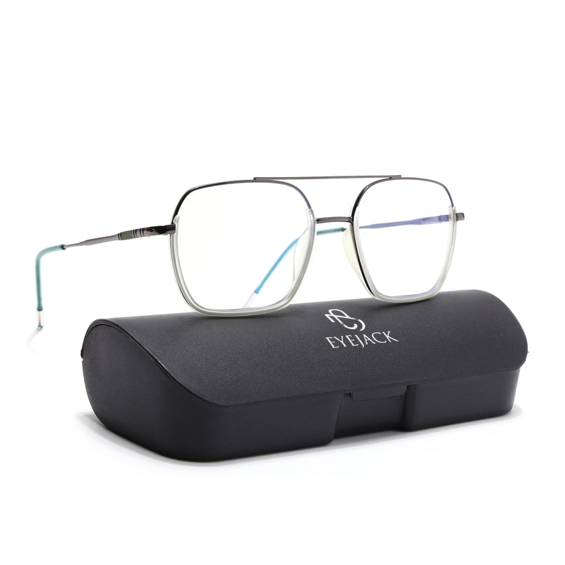 Eyejack Light Green & Grey Wayfarer Eyeglasses for Men & Women (2508FCL1614-C8)
