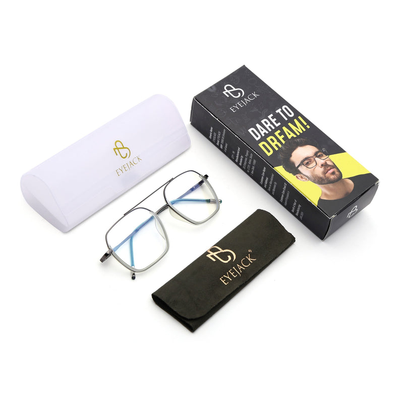 Eyejack Light Green & Grey Wayfarer Eyeglasses for Men & Women (2508FCL1614-C8)