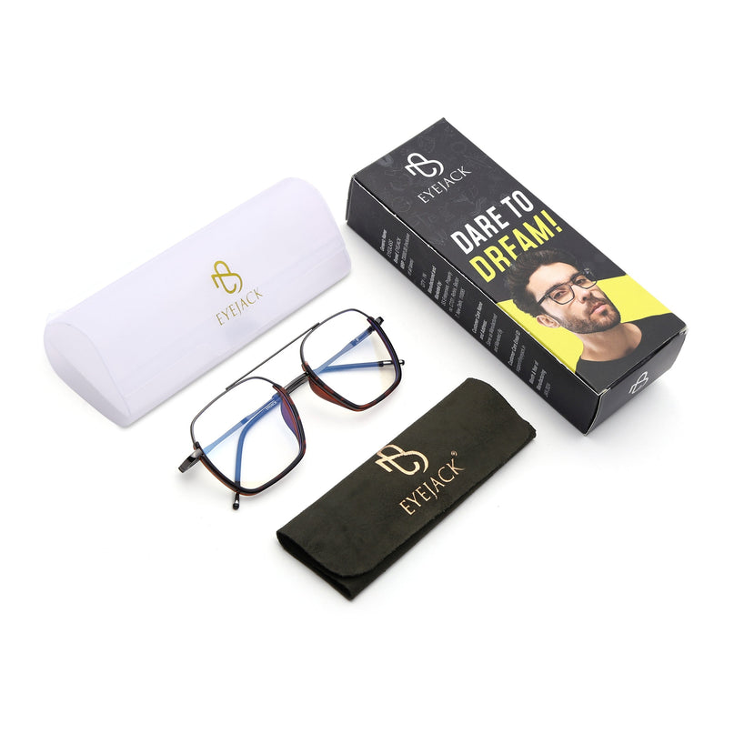 Eyejack Demi Brown & Grey Wayfarer Eyeglasses for Men & Women (2508FCL1615-C9)