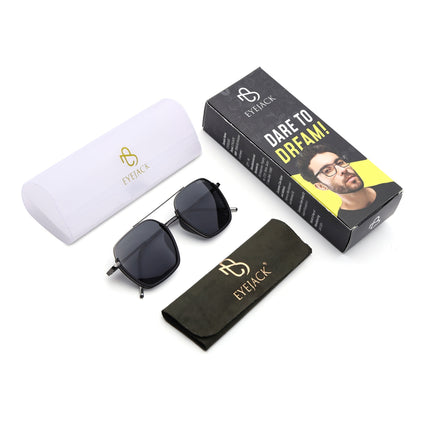 Eyejack Black & Grey Wayfarer Polarized Sunglasses for Men & Women (2508PCL1529)