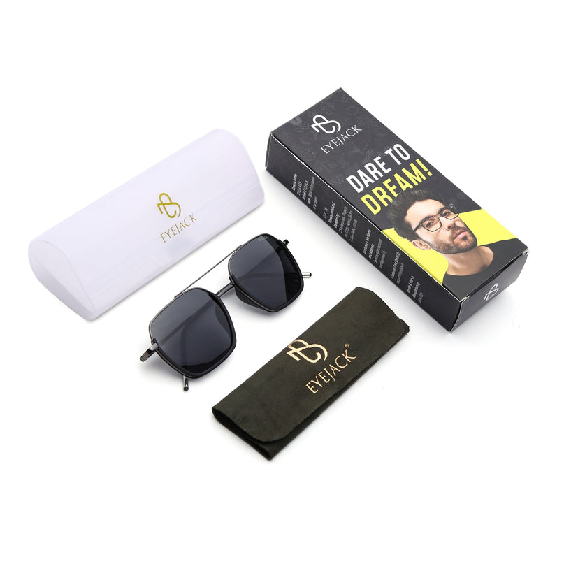 Eyejack Black & Grey Wayfarer Polarized Sunglasses for Men & Women (2508PCL1529)