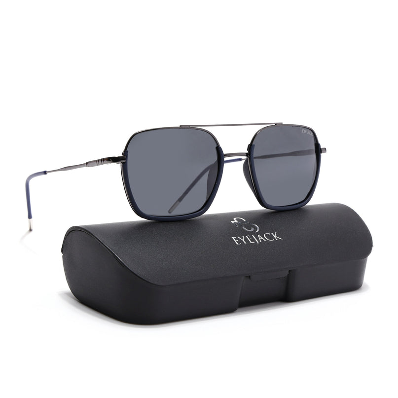 Eyejack Navy Blue & Grey Wayfarer Polarized Sunglasses for Men & Women (2508PCL1530)