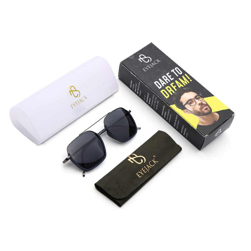 Eyejack Navy Blue & Grey Wayfarer Polarized Sunglasses for Men & Women (2508PCL1530)
